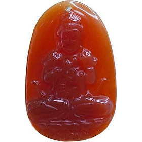 Mặt dây chuyền Đại Nhật Như Lai Mã Não Đỏ tự nhiên - Phật Độ Mạng cho người tuổi Mùi, Thân - PBMRAGA06 (Mặt kèm sẵn dây đeo)