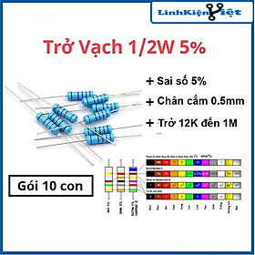 Mua Trở vạch 1/2W 5% 12K → 1M (10 con)
