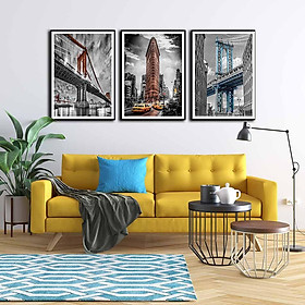 Bộ 3 tranh canvas treo tường Decor Cầu và thành phố – DC103