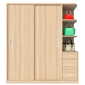 Mua Tủ quần áo gỗ MDF Tundo cửa lùa màu sồi nhạt 180 x 55 x 200cm