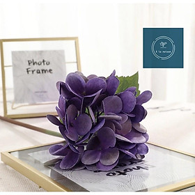 Hoa lụa - cành hoa cẩm tú cầu lá to loại 1, phủ sáp mịn, hoa decor hoa lụa cao cấp