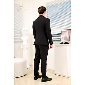 Bộ vest nam đen AP 1 khuy 2 túi, suits satorial chất cashmere The Suits House