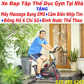 Xe đạp tập thể dục thể thao tại nhà đa năng thế hệ 4.0, khung thép chịu lực 250 kg sơn tĩnh điện 7 lớp, giảm mỡ tăng cơ tăng cường thể lực - tặng kèm máy mát xa 7 cấp độ + đồng hồ đo chỉ số + bình nước thể thao