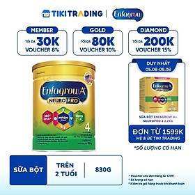 Sữa bột Enfagrow A+ Neuropro 4 830g với DHA giúp phát triển não bộ cho trẻ từ 2–6 tuổi