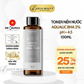DrCeutics Aqualic BHA 2% Herbal Toner - Giảm Mụn, Ngừa Mụn Tái Phát; Da Sạch Mịn Màng | Kelly Beauty