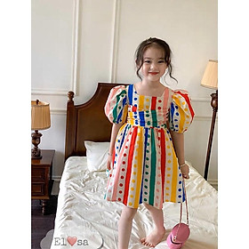 Váy bé gái cầu vồng chấm bi mát lịm