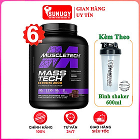 Combo Sữa tăng cân tăng cơ MASS TECH EXTREME 2000 của MuscleTech hỗ trợ tăng cân tăng cơ nhanh cho người gầy kén ăn, khó hấp thu, khó tăng cân & Bình lắc 600 ml (Màu Ngẫu Nhiên)