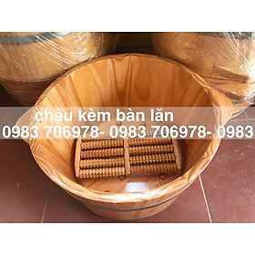 Chậu gỗ ngâm chân loại 1  có hạt massages+ bàn lăn