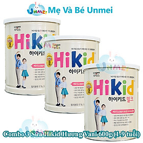 Bộ 3 Hộp Sữa HIKID tăng CHIỀU CAO & CÂN NẶNG Vani 600g - Hàng Nội địa Hàn