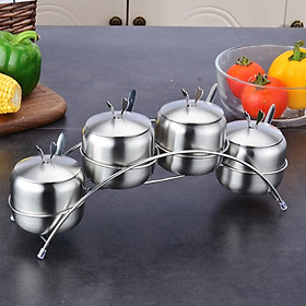 Mua Hũ Gia Vị Inox 4 Ngăn Kèm Kệ