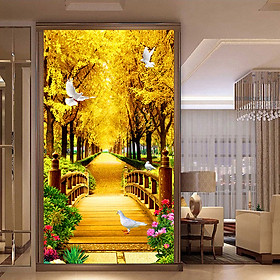 Mua  Thêu kín  Tranh thêu chữ thập Cung đường vàng E105  kích thước 50 x 80 cm