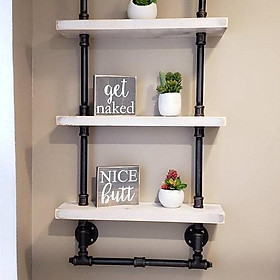 Kệ treo tường ống nước 3 tầng cao cấp, kệ ống nước trang trí chất liệu ống sắt cao cấp mẫu mới nhất
