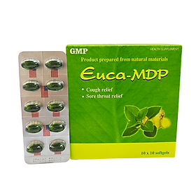 Viên ho dầu Euca MDP Hộp 100 viên - Giúp làm ấm đường hô hấp, hỗ trợ giảm ngứa, rát cổ họng, đau họng, giảm ho - Euca_MDP