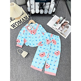 Đồ bộ ngủ pijama dài tay cho bé gái size 17-30kg chất lụa mango mềm mát