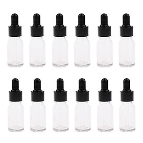 12 Pieces Empty Essential Oil Bottles Liquid Aromatherapy Dropper Clear 5ml/10ml/15ml