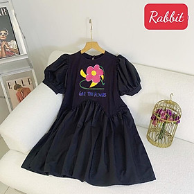Đầm babydoll tay phồng phong cách Hàn Quốc cho bé gái hình hoa size 13-40kg chất cotton mềm mịn mát