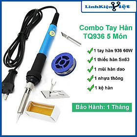 Mua Combo mỏ hàn điều chỉnh nhiệt độ TQ936 + 1 thiếc hàn + 1 nhựa thông + 1 kệ hàn + 1 mũi hàn 900M T-K