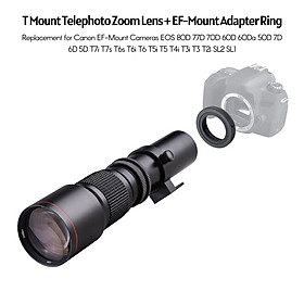500mm F/8.0-32 Multi Coated Super Telephoto Lens Manual Zoom + T-Mount to EF-Mount Adapter Ring Kit Replacement for