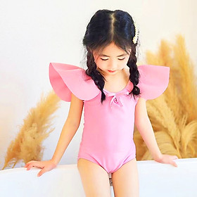 Bikini cho bé cánh tiên 5-25kg Baby-S, Đồ bơi bé gái liền thân tone màu hồng cực xinh xắn – SDB018