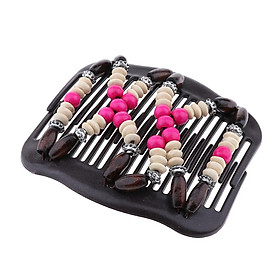 Double Hair Comb Slide Stretch Clips Easy Bun Maker Hair Decoration Styling Accessories for Women Lady , Wooden Beads Inlaid