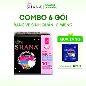 Băng Vệ Sinh Quần Peppy Shana Ngày Đêm Siêu Thấm, Freesize, Chống Tràn Tối Đa, Siêu Tiết Kiệm - 6 Gói (60 Miếng)