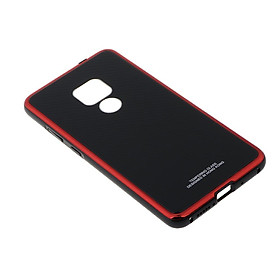 Metal Frame Tempered Glass Back Case Fit for Huawei Mate 20 Black+Red