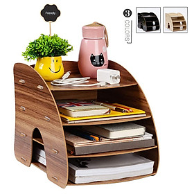Kệ bàn học hình Cong - bàn làm việc nhỏ gọn, tiện ích - Kệ đựng hồ sơ tài liệu để bàn - Kệ sách mini - Kệ lưu trữ tài liệu giấy A4, A5 bằng gỗ - Vui lòng chọn Mẫu