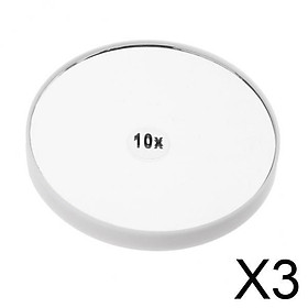 3xTravel Wall Suction Mirror 10x Magnifying for Makeup Cosmetic Bedroom Mirror White