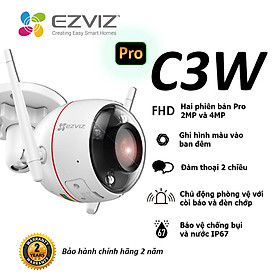 Camera EZVIZ C3W PRO 2MP & 4MP, WI-FI Không Dây, IP67 Ngoài Trời, Ghi Hình Màu Ban Đêm, Âm Thanh 2 Chiều, Đèn và Còi Báo Động, Tích Hợp AI--Hàng Chính Hãng