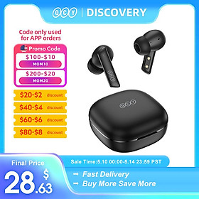 QCY HT05 ANC không dây tai nghe 40DB Hủy bỏ nhiễu Bluetooth 5.2 Tai nghe 6 MIC ENC HD CALL TWS Tai nghe Màu trong suốt Chế độ