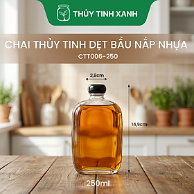 Combo 6 Chai Thủy Tinh Dẹt Bầu Nắp Nhựa Đựng Cafe, Sữa, Nước Ép Trái Cây- Nhiều Dung Tích [CTT006