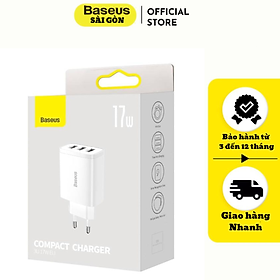 Mua Củ Sạc Đa Năng 3 cổng USB CCXJ Baseus Compact Charger 17W (nhỏ gọn  an toàn  17W)- Hàng chính hãng