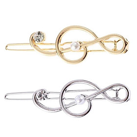 2Pcs Hairpin Clip Music Note Crystal Hair Snap Clamp Womens Hair Accessories