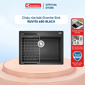 Mua Chậu rửa bát Konox  Granite Series  Model Ruvita 680  Full set gồm Siphon+Giá úp bat Made in Italy  680*500*200(mm)  Hàng chính hãng
