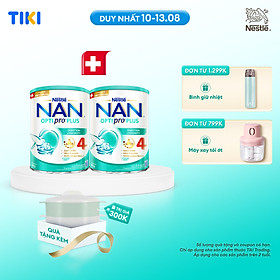 Bộ 2 lon Sữa bột Nestlé NAN OPTIPRO PLUS 4 800g/lon với 5HMO Giúp tiêu hóa tốt & Tăng cường đề kháng + Tặng Bộ xửng hấp 2 ngăn Inochi (Bé 2-6 tuổi)