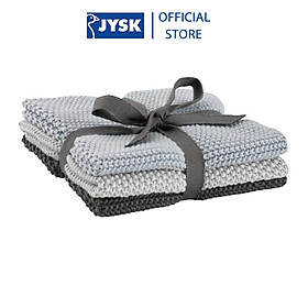 Bộ 3 khăn lau chén | JYSK Loke | cotton | xám/xanh/be | R25xD25cm