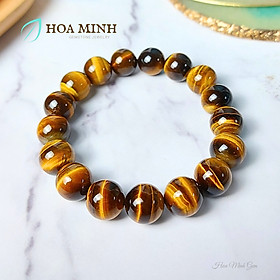 Vòng tay phong thủy đá Mắt Hổ Vàng Nâu/đen size 12 li loại 5A vip, phong thủy mệnh Thổ Kim