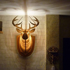 Đèn gỗ đầu Hươu treo tường trang trí nhà cửa siêu đẹp, decor cửa hàng, quán cafe