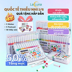 Bút Màu Acrylic Marker sơn đánh dấu Lalunavn nhiều mực hơn 50% bộ 12/24/36/48/60m hộp nhựa xách tiện dụng B196