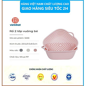 Bộ Thau Rỗ Đựng Rau Củ Quả Đa Năng Chất Liệu Nhựa PP Nguyên Sinh Chuẩn Nhật , EU Đảm Bảo An Toàn Cho Sức Khỏe - Hàng Việt Nam - size tiểu 23.5*21.5*8.5 cm