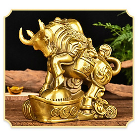 Mua Tượng linh vật con trâu sửu đẹp bằng đồng thau phong thủy