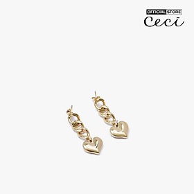 CECI - Khuyên tai nữ mắc xích phối mặt trái tim xinh xắn CC1-02000132