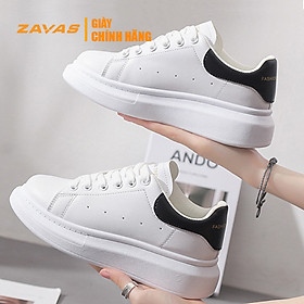 Hình ảnh Giày thể thao nữ giày sneaker nữ màu trắng đế 3cm bằng da màu trắng hiệu ZAVAS - S387