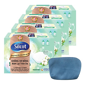 Bộ 4 Hộp Bông Trang Điểm Silcot Premium (66 Miếng/Hộp) - Tặng Túi Đựng Đồ Đa Năng Màu Ngẫu Nhiên