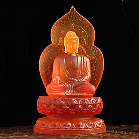Tượng phật A Di Đà lưu ly màu hổ phách