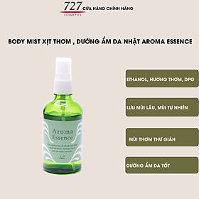 Nước hoa nam, nữ xịt body lotion xịt thơm cơ thể kiêm dưỡng ẩm Nhật Bản 727 Aroma Essence 100ml