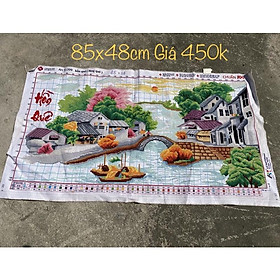 Mua (đã thêu) Tranh thêu phong cảnh hồn quê 85x48cm