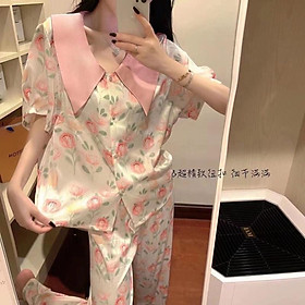 Bộ Lụa Mặc Nhà ️Đồ Ngủ Pijama Lụa Cao Cấp Siêu Mát Mềm Mịn - ELSA