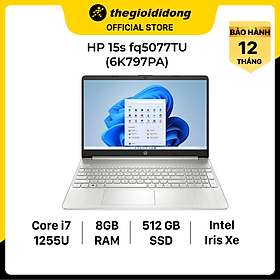 Mua Laptop HP 15s fq5077TU i7 1255U/8GB/512GB/15.6 F/Win11/(6K797PA)/Bạc - Hàng chính hãng