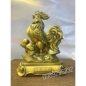 Mua Tượng Gà đứng bệ như ý bằng đồng phong thủy cao 25cm - Gà phong thủy tài lộc